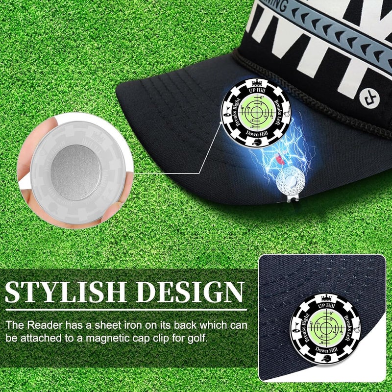DESELL Golf Green Reader, 2 Pack Golf Ball Marker Hat Clip with High Precision Horizontal Bubble, Putting Training Aid Golf Accessories Tool Gift for Men Women - Image 3